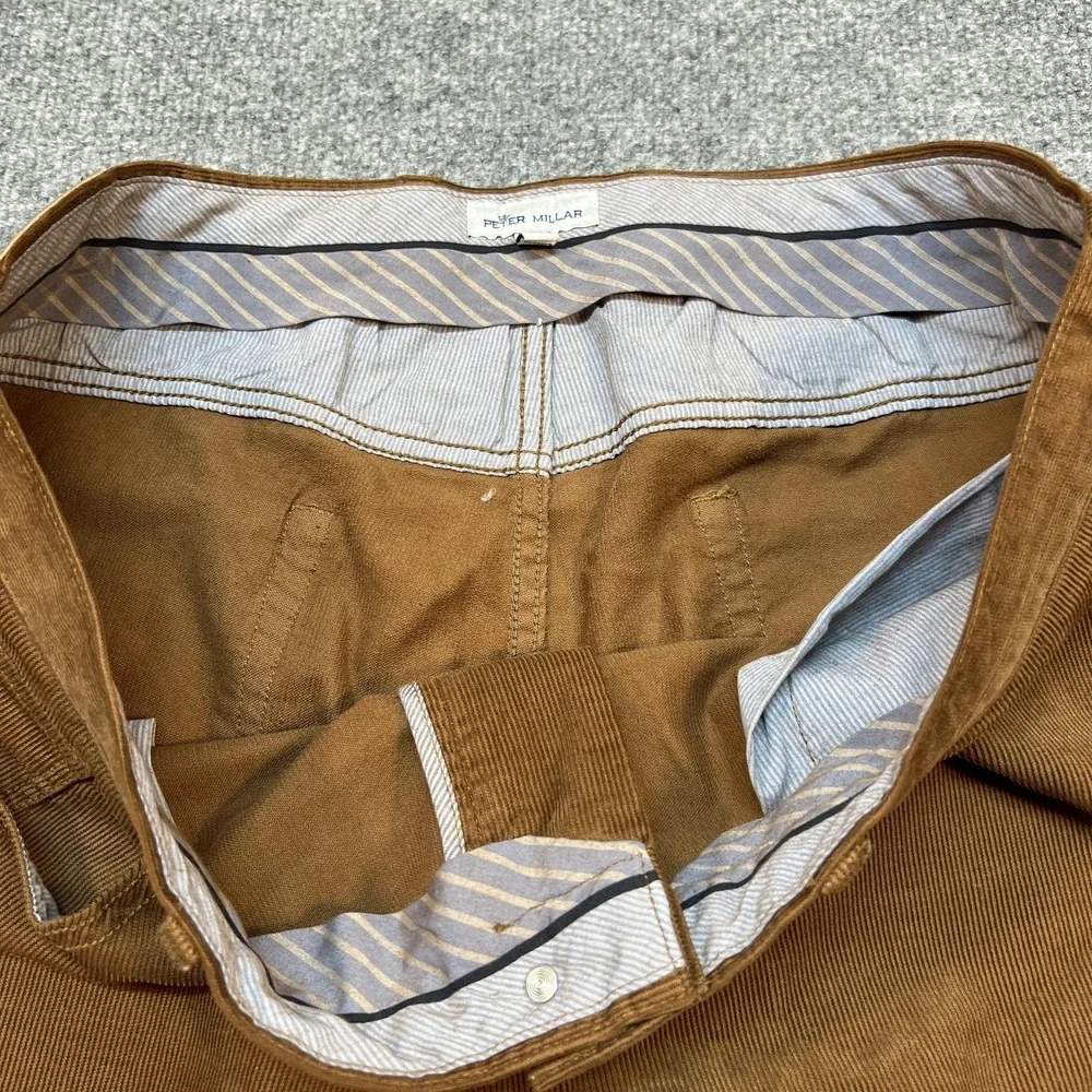Peter Millar Pants Mens 38 Brown Corduroy Stretch Chino 5 Pocket Casual